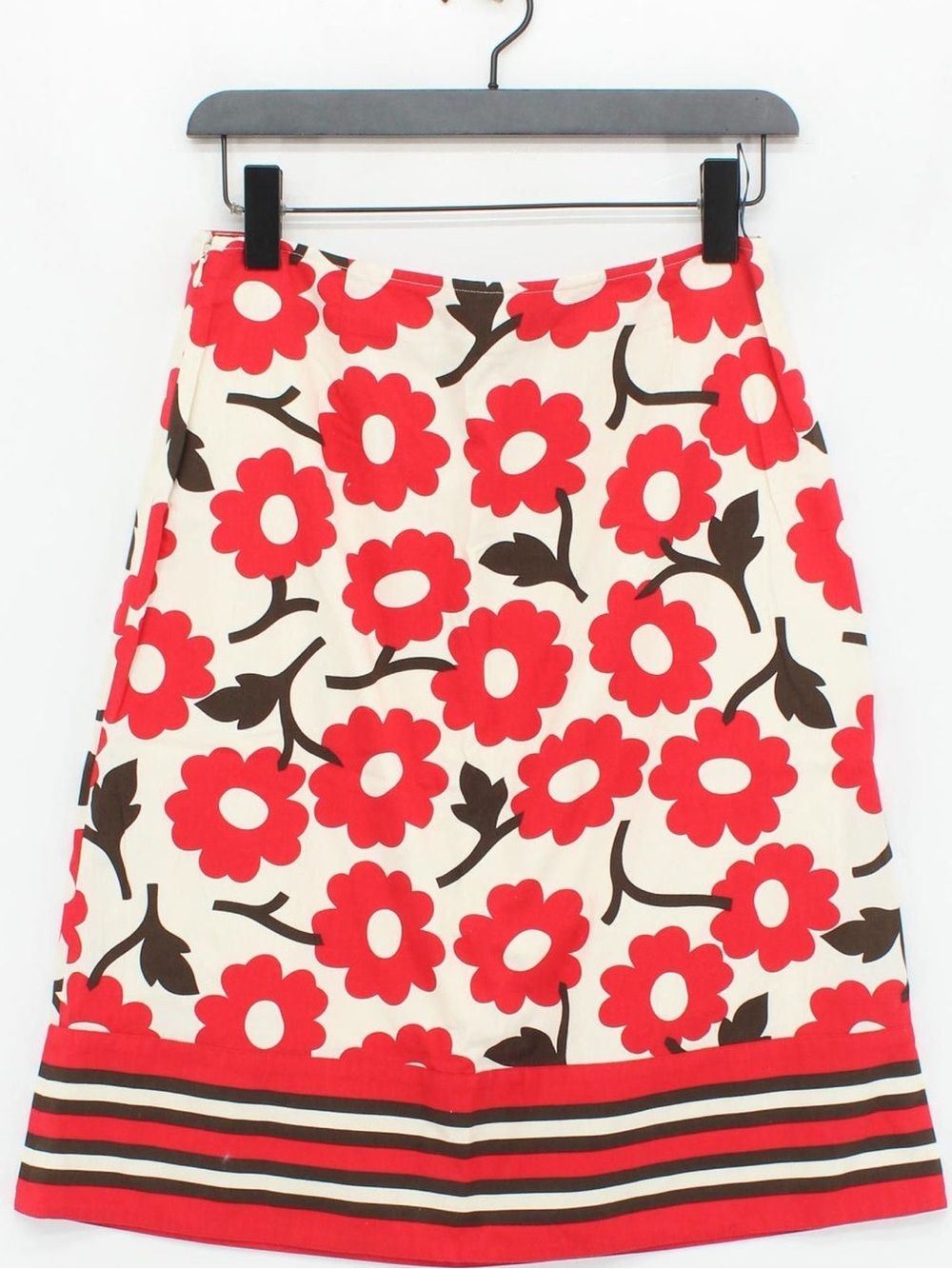 Boden Floral A-Line Skirt in Red and Cream